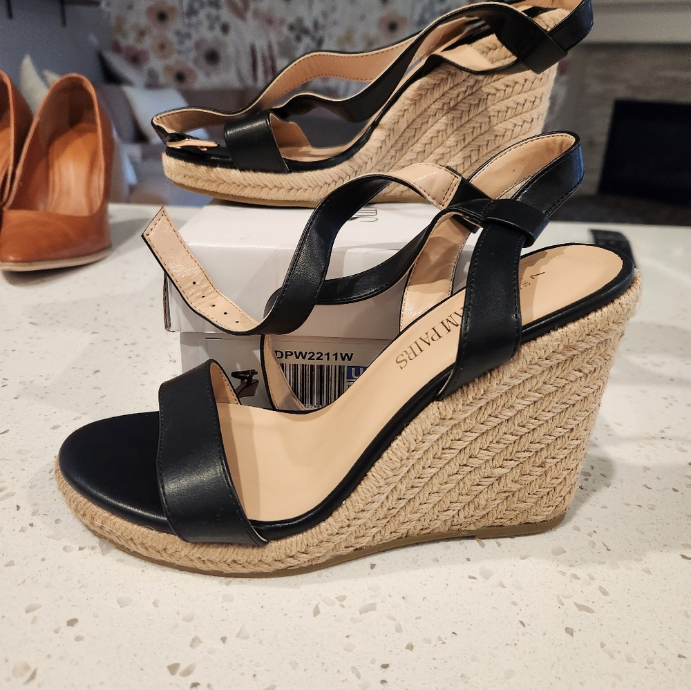 Black Wedge Sandals